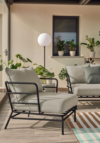 KAVE HOME Mareluz havestol, m. armln - gr polyester og sort stl