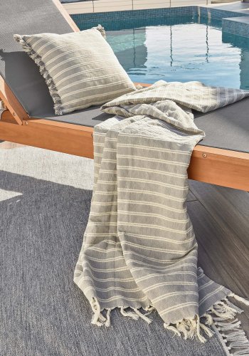 KAVE HOME Caterin liggestol - grn textilene og natur eukalyptustr