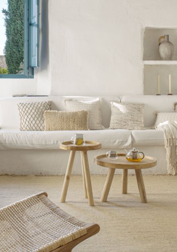 KAVE HOME Glenda sofabord, rund - natur genanvendt teaktr (55)