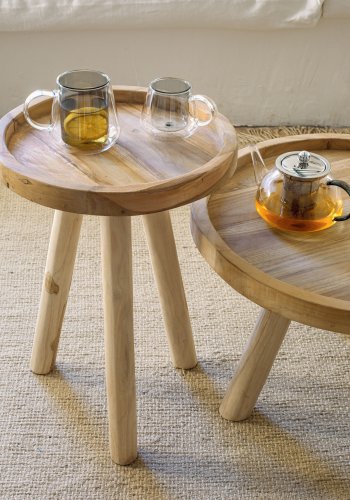 KAVE HOME Glenda sidebord, rund - natur genanvendt teaktr (35)