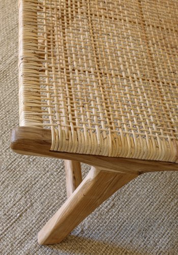 KAVE HOME Beida lnestol lnestol - natur rattan og teaktr