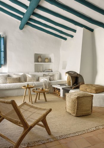 KAVE HOME Beida lnestol lnestol - natur rattan og teaktr