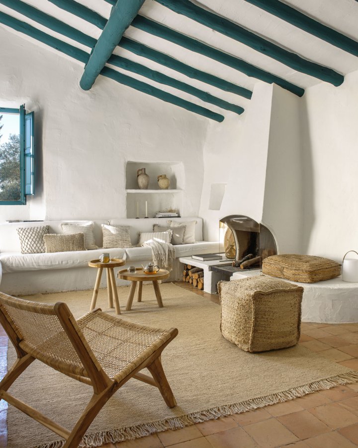 KAVE HOME Beida lnestol lnestol - natur rattan og teaktr