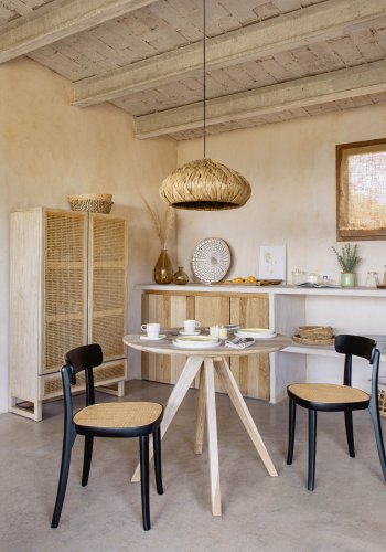 KAVE HOME Romane spisebordsstol - natur rattan og sort askefinér/bgetr