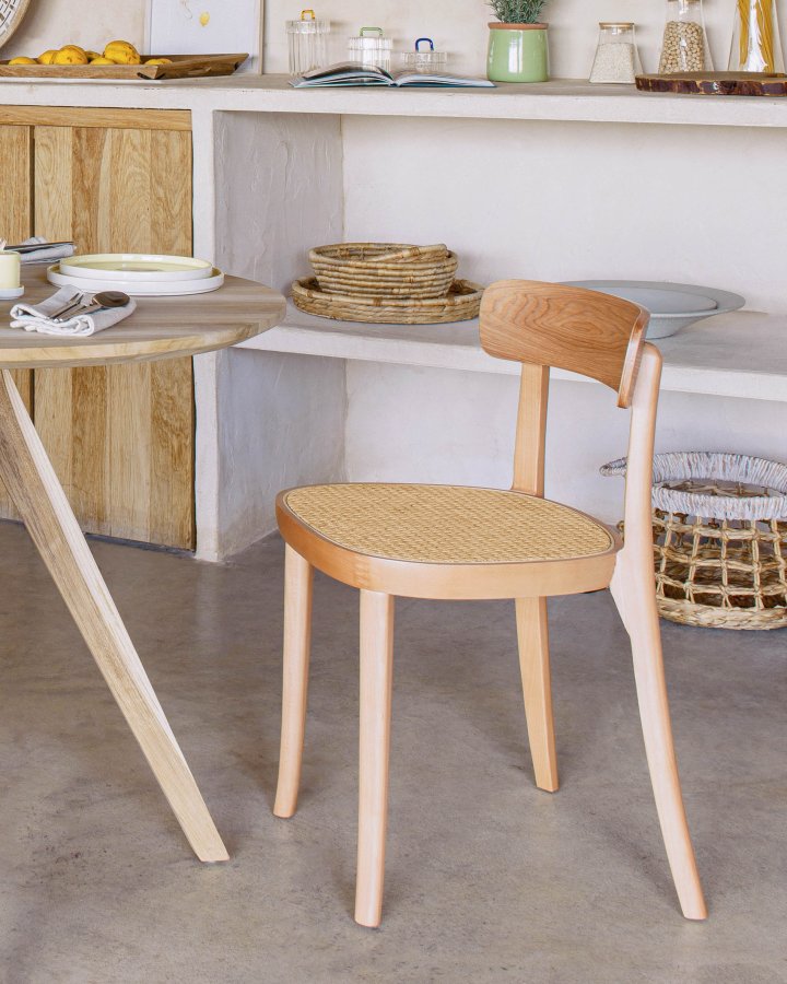 KAVE HOME Roman spisebordsstol - natur rattan, askefiner og bg