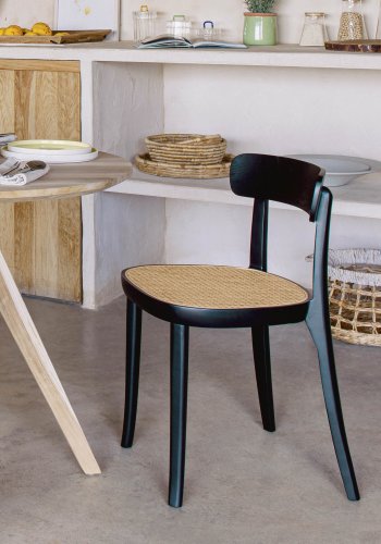 KAVE HOME Romane spisebordsstol - natur rattan og sort askefinér/bgetr