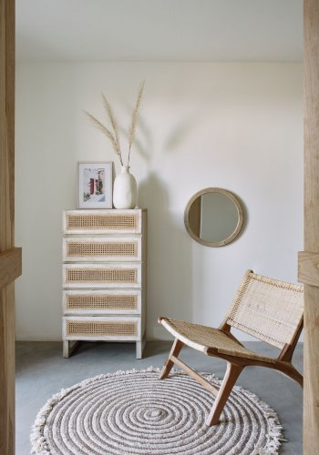 KAVE HOME Beida lnestol lnestol - natur rattan og teaktr