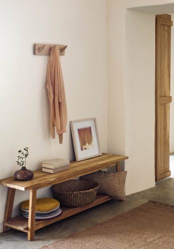 KAVE HOME Safara bnk, m. hylde natur genanvendt teak (150x32)