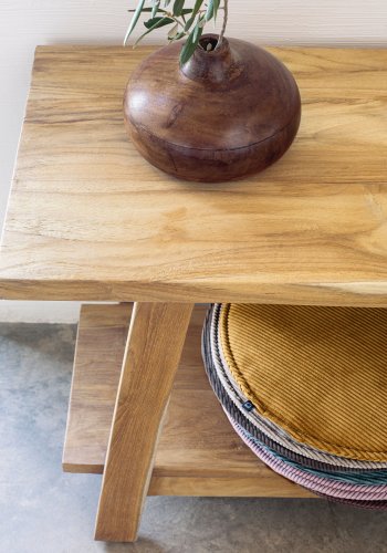 KAVE HOME Safara bnk, m. hylde natur genanvendt teak (150x32)