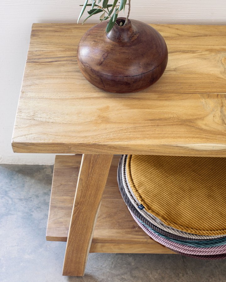 KAVE HOME Safara bnk, m. hylde natur genanvendt teak (150x32)