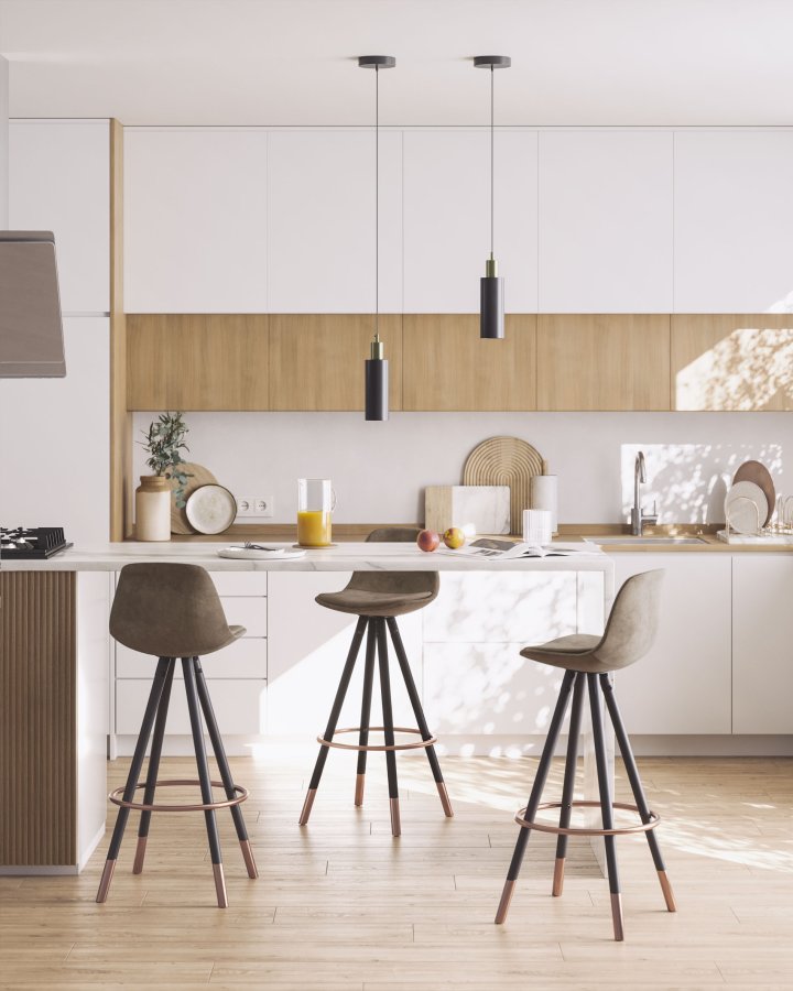 KAVE HOME Brun Slad barstol hjde 75 cm