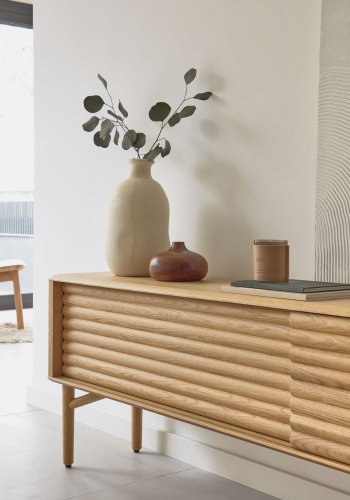 KAVE HOME Lenon TV-bord m. 2 skydelger - natur eg og eg finér (200x35)