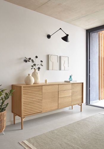 KAVE HOME Lenon sknk m. 3 lger og 3 skuffer - natur eg (200x45)