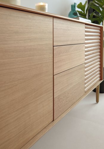 KAVE HOME Lenon sknk m. 3 lger og 3 skuffer - natur eg (200x45)