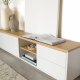 KAVE HOME Abilen TV-bord, m. 2 lger, 2 skuffer og 3 hylder - hvid MDF og natur egetrsfinèr (200x36)