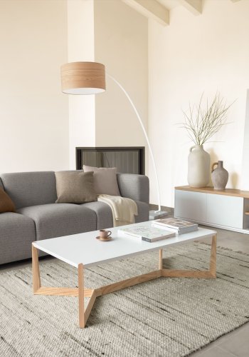 KAVE HOME Duplex sofabord - hvid/natur tr, rektangulr (120x60)