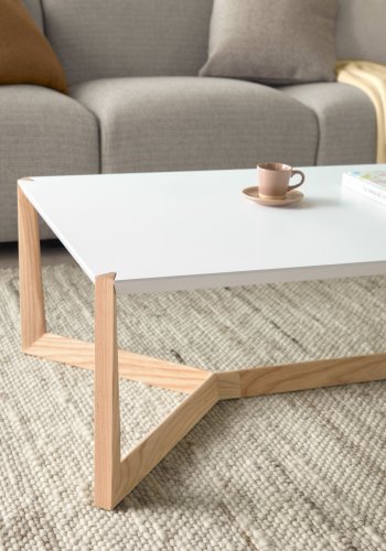 KAVE HOME Duplex sofabord - hvid/natur tr, rektangulr (120x60)