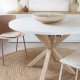 KAVE HOME Fuld Argo spisebord, rund - hvid melamin og natur stl med treffekt (120)