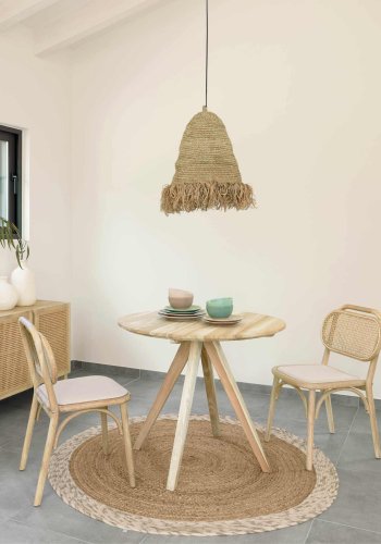 KAVE HOME Doriane spisebordsstol - natur rattan, stof og egetr