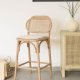 KAVE HOME Doriane barstol, m. rygln og fodsttte - natur rattan, stof og egetr