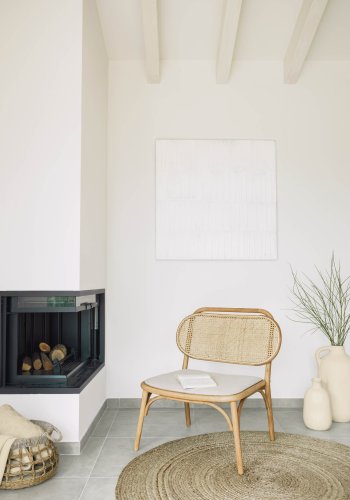 KAVE HOME Doriane lnestol - natur rattan, stof og egetr