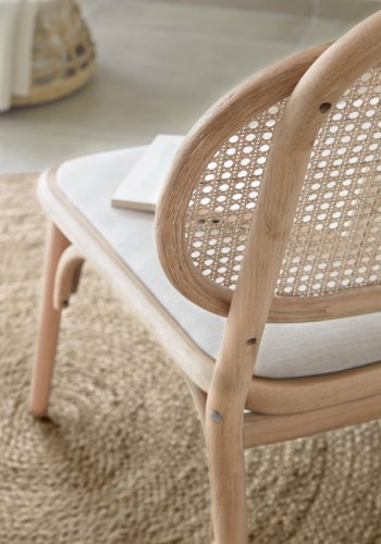 KAVE HOME Doriane lnestol - natur rattan, stof og egetr