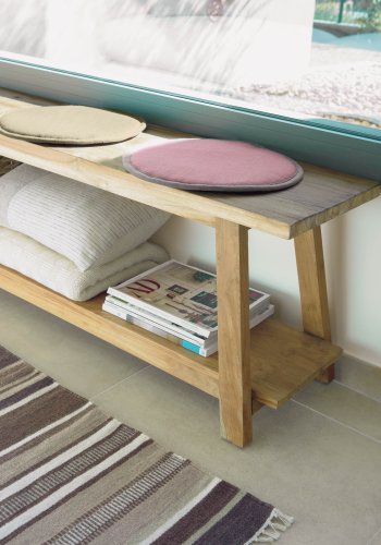 KAVE HOME Safara bnk, m. hylde natur genanvendt teak (150x32)