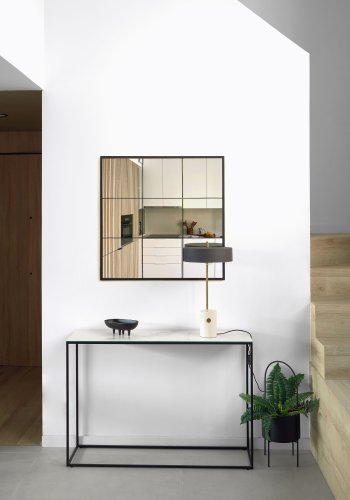 KAVE HOME Ulrica vgspejl, kvadratisk - spejlglas og sort stl (80x80)