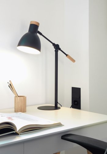 KAVE HOME Ingo skrivebord - hvid/natur MDF/egetr, m. 2 skuffer