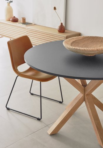 KAVE HOME Fuld Argo spisebord, rund - sort tr og natur stl med treffekt (120)