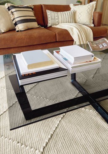 KAVE HOME Plum sofabord - gr/sort glas/stl, rektangulr (120x70)