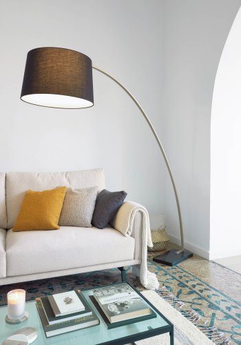 KAVE HOME Juhe gulvlampe - guld stl og sort stof/marmor