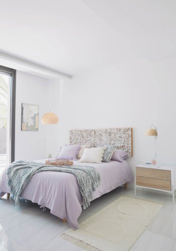 KAVE HOME Damila vglampe - natur rattan og hvid metal