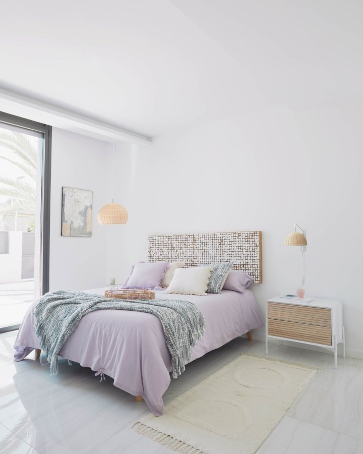 KAVE HOME Damila vglampe - natur rattan og hvid metal