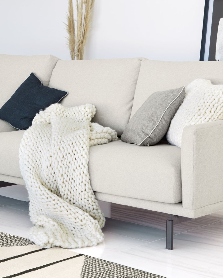 KAVE HOME Galene 4 pers. sofa - beige genbrugsfibre og jern