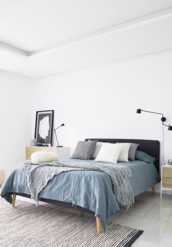 KAVE HOME Dyla sengebetrk - sort stof (til en 160x200cm sengeramme)