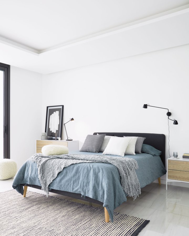 KAVE HOME Dyla sengebetrk - sort stof (til en 160x200cm sengeramme)