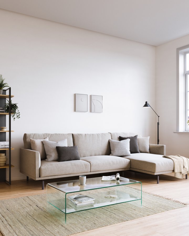 KAVE HOME Burano sofabord, m. hylde - klar glas (110x55)