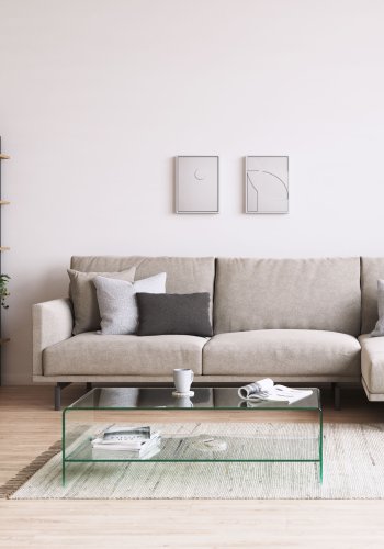 KAVE HOME Burano sofabord, m. hylde - klar glas (110x55)