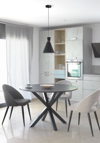 KAVE HOME Fuld Argo spisebord, rund - sort tr og sort stl (120)