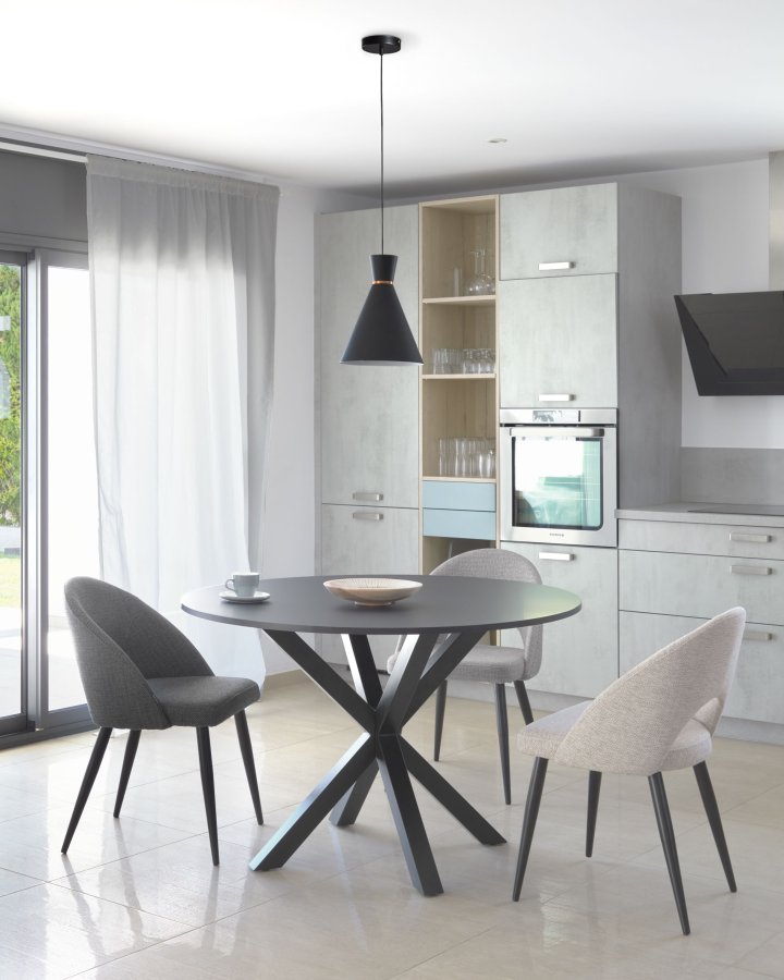 KAVE HOME Mael spisebordsstol - beige stof og sort stl