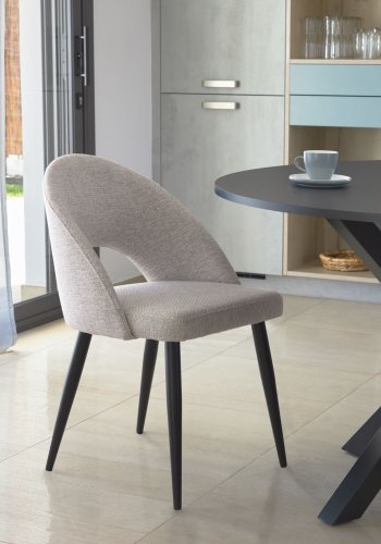 KAVE HOME Mael spisebordsstol - beige stof og sort stl
