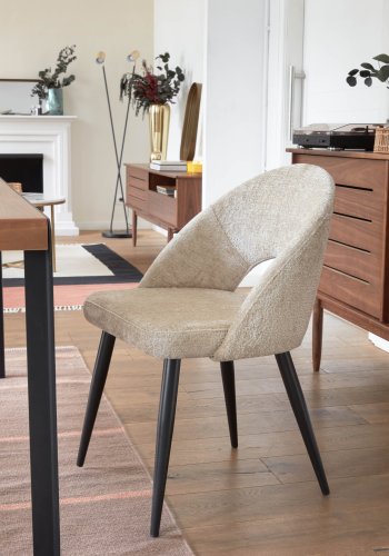 KAVE HOME Mael spisebordsstol - beige stof og sort stl