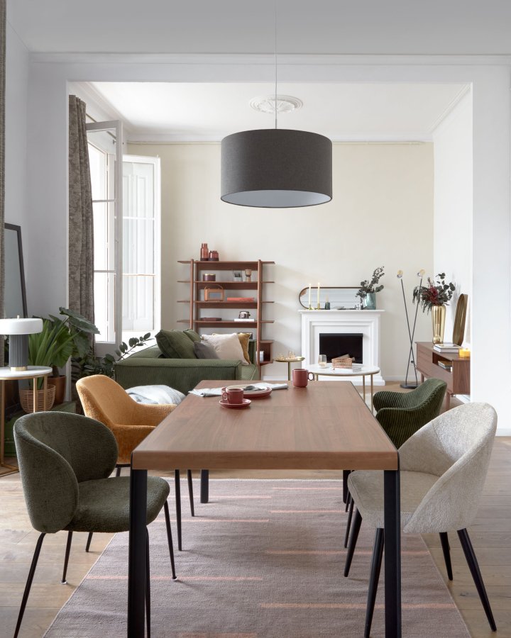 KAVE HOME Mael spisebordsstol - beige stof og sort stl