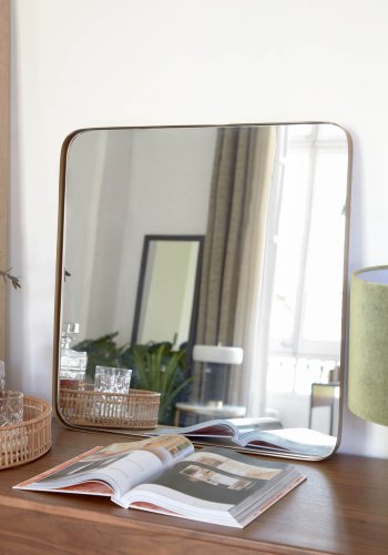 KAVE HOME Marco vgspejl, kvadratisk - spejlglas og guld stl (60x60)