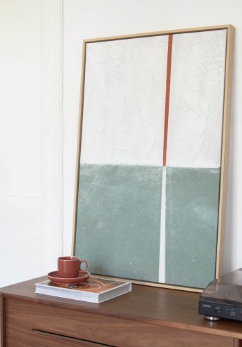 KAVE HOME Malvern billede - grn og hvid lrred og polystyren (70x50)