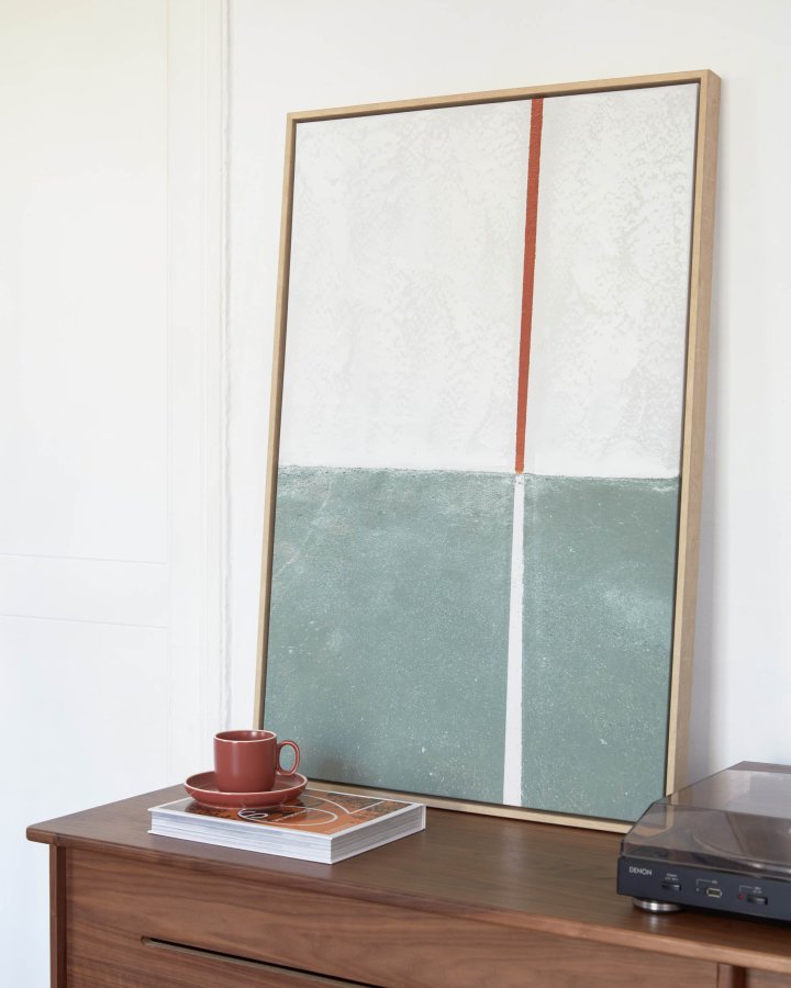 KAVE HOME Malvern billede - grn og hvid lrred og polystyren (70x50)