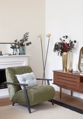 KAVE HOME Clemence gulvlampe - guld og sort metal