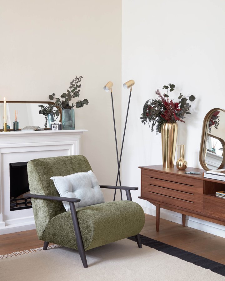 KAVE HOME Clemence gulvlampe - guld og sort metal