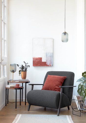 KAVE HOME Hestia loftlampe - gr glas og messing metal